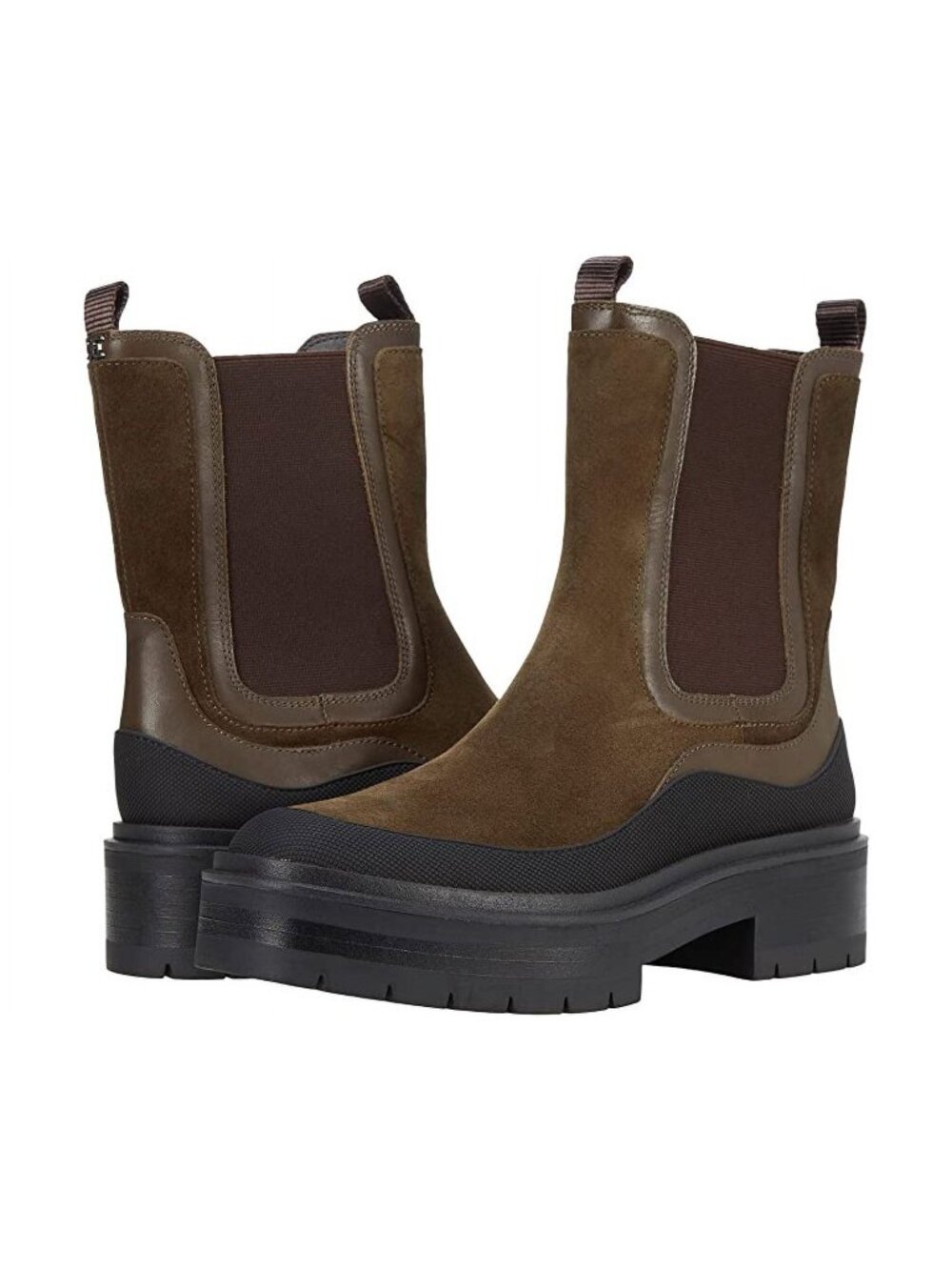 Sam Edelman Womens Lulia Chunky Chelsea Boots Size 10.5 Alpine Green Suede